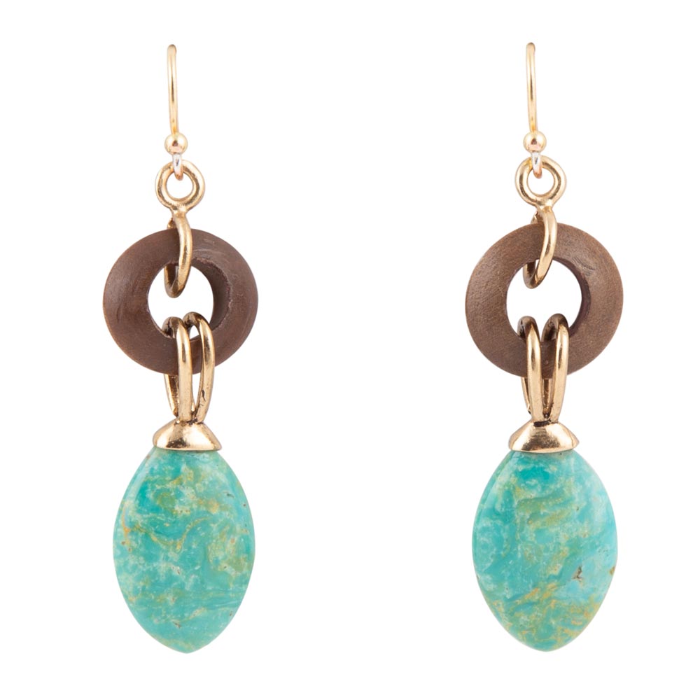 Top Long earring turquoise/bronze