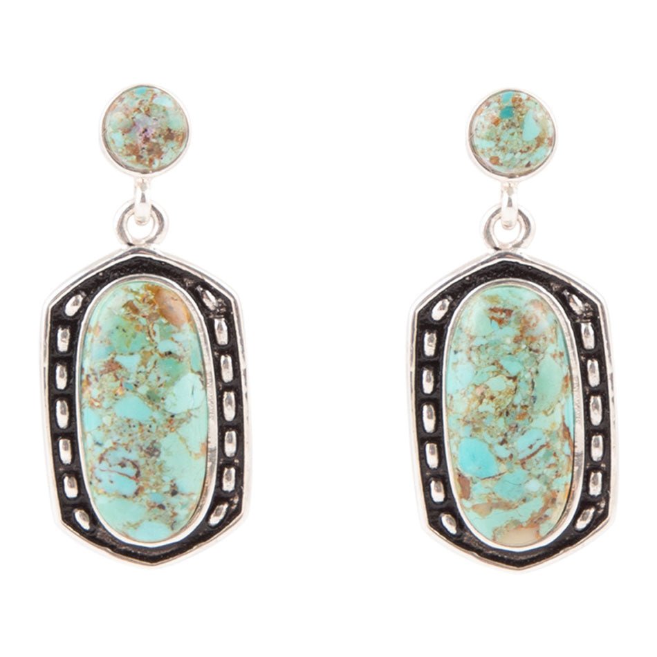 Turquoise oval earrings in sterling store silver.