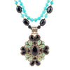 Barcelona Blue Turquoise and Black Onyx Golden Statement Necklace