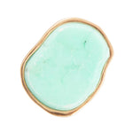 Cyan Green Chrysoprase Golden Bronze Ring