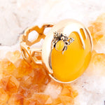 Honey Bee Yellow Agate Golden Ring