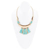 Blue Turquoise Jeweled Statement Golden Necklace