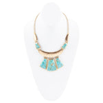 Blue Turquoise Jeweled Statement Golden Necklace