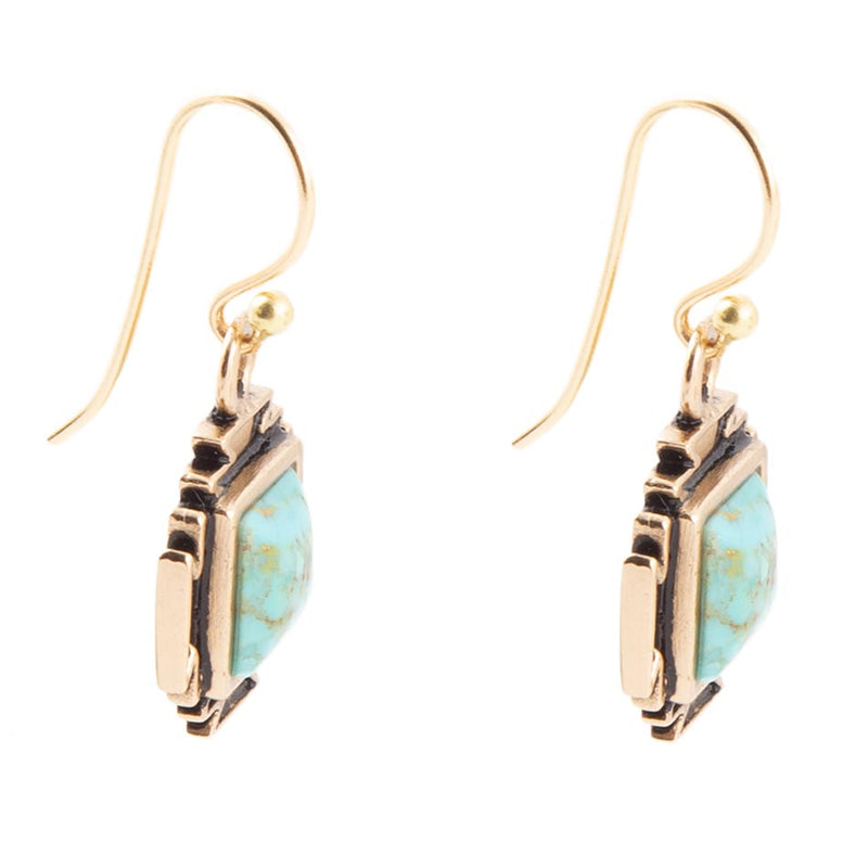 Blue Turquoise Golden Aztec Earrings