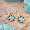 Blue Turquoise Golden Aztec Earrings