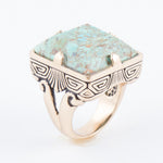 Square Statemenst Blue Turquoise Golden Ring