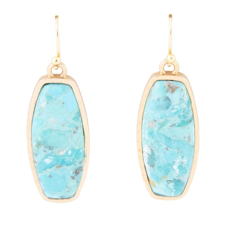 Odyssey Long Blue Turquoise and Golden Statement Earrings