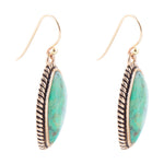 Lime Green Turquoise Golden Drop Earrings