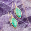 Lime Green Turquoise Golden Drop Earrings