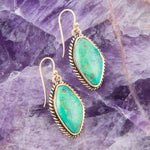 Lime Green Turquoise Golden Drop Earrings