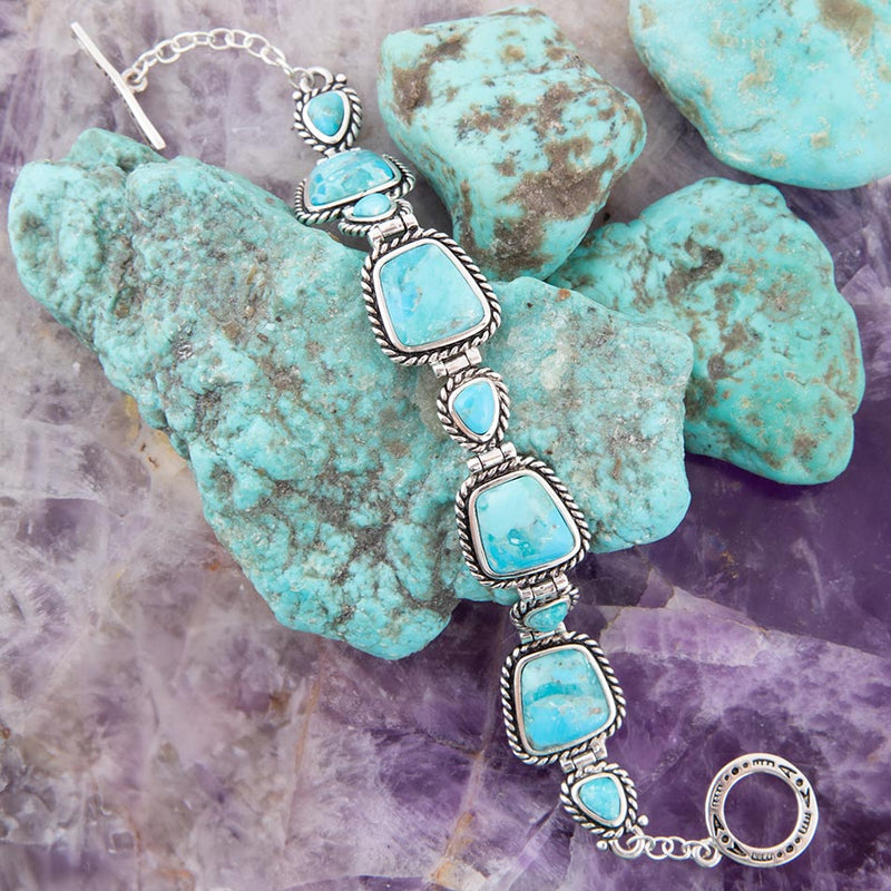 Sedona Blue Turquoise and Sterling Silver Toggle Bracelet