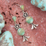 Floral Turquoise and Sterling Silver Drop Earrings