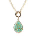 Abby Blue Turquoise and Golden Bronze Pendant Necklace - Barse Jewelry