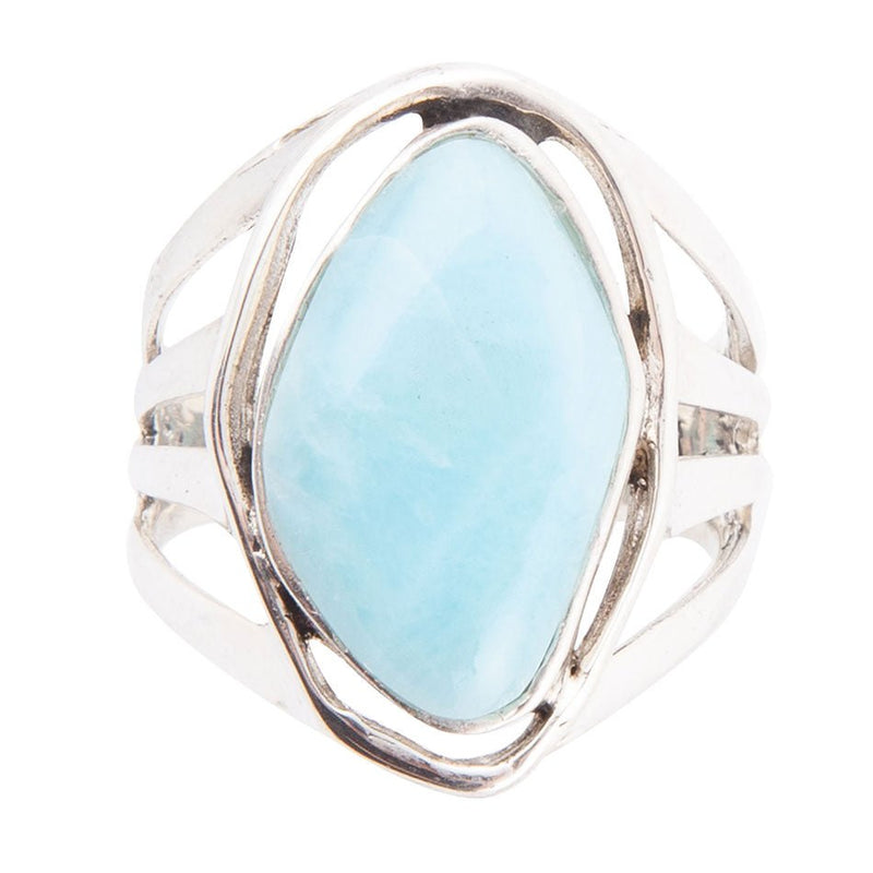 Abstract Blue Larimar and Sterling Silver Statement Ring - Barse Jewelry