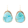 Agave Genuine Blue Turquoise and Golden Drop Earrings - Barse Jewelry