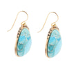 Agave Genuine Blue Turquoise and Golden Drop Earrings - Barse Jewelry