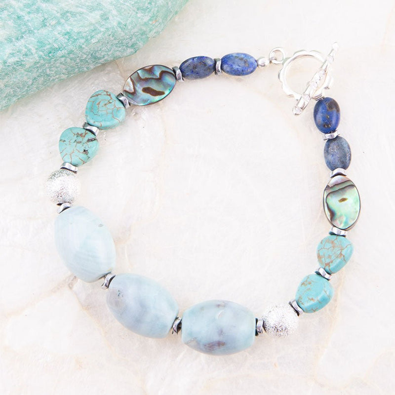 Ajo Blue Amazonite Sterling Silver Toggle Bracelet - Barse Jewelry