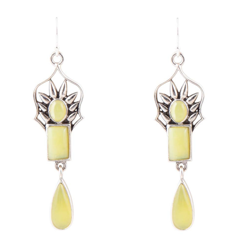 Albie Yellow Jade and Sterling Silver Drop Earrings - Barse Jewelry