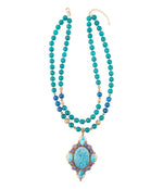 Argo Blue Apatite and Golden Bronze Pendant Necklace - Barse Jewelry