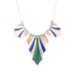 Art Deco Colorful Inlaid Golden Statement Necklace - Barse Jewelry