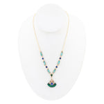 Art Deco Colorful Inlay Golden Necklace - Barse Jewelry