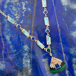 Art Deco Colorful Inlay Golden Necklace - Barse Jewelry