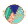 Art Deco Colorful Inlay Golden Ring - Barse Jewelry