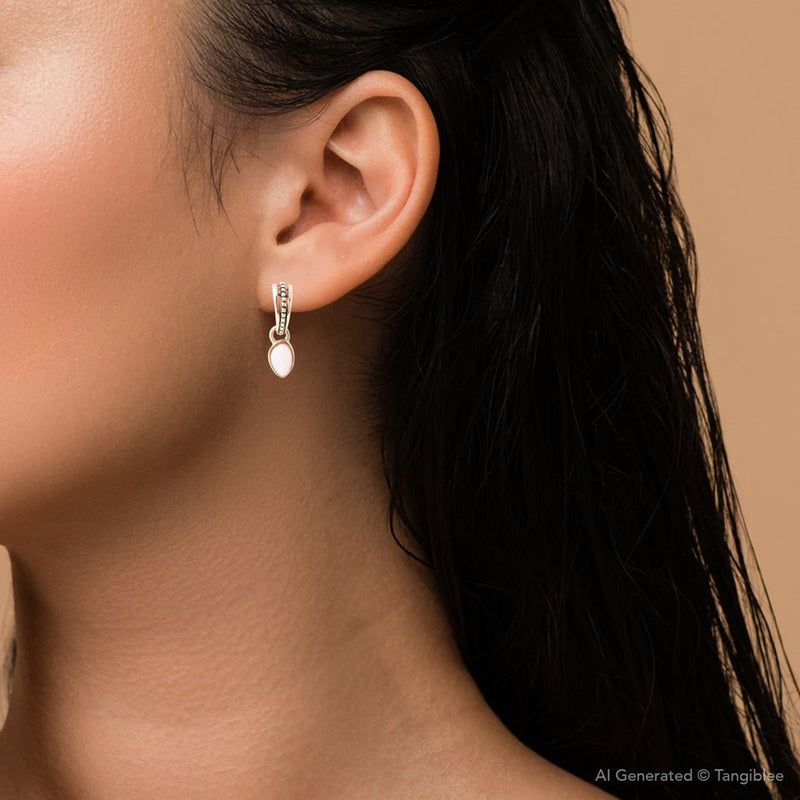 Aruba Pink Opal Hoop Golden Drop Earrings - Barse Jewelry