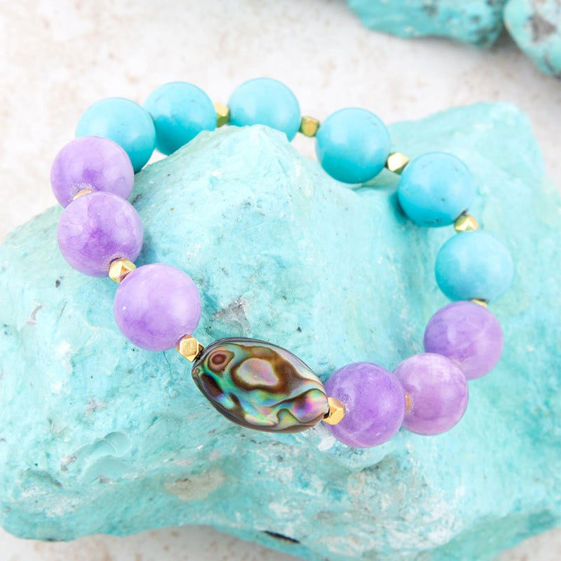 Aruba Purple Jade Chunky Stretch Bracelet - Barse Jewelry