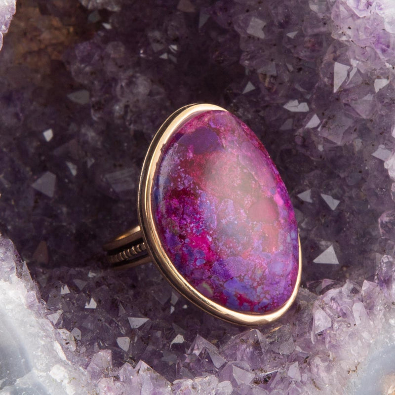 Aruba Purple Turquoise Golden Statement Ring - Barse Jewelry