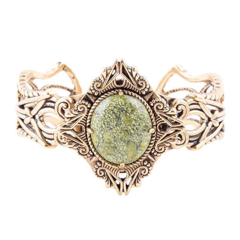 Aspen Green Serpentine and Golden Bronze Statement Cuff Bracelet - Barse Jewelry