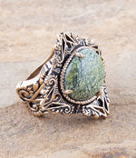 Aspen Green Serpentine Golden Statement Ring - Barse Jewelry