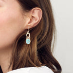 Athena Blue Turquoise Golden Earring - Barse Jewelry