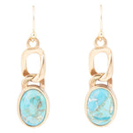 Athena Blue Turquoise Golden Earring - Barse Jewelry