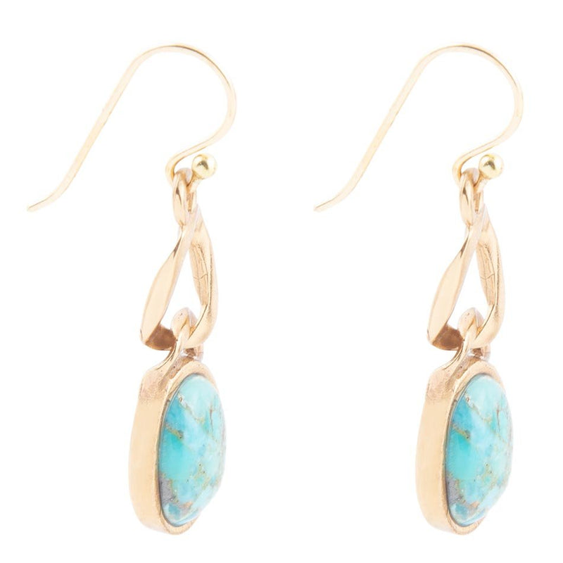 Athena Blue Turquoise Golden Earring - Barse Jewelry