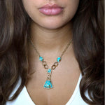 Athena Blue Turquoise Golden Necklace - Barse Jewelry