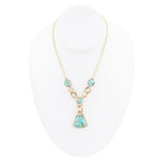 Athena Blue Turquoise Golden Necklace - Barse Jewelry