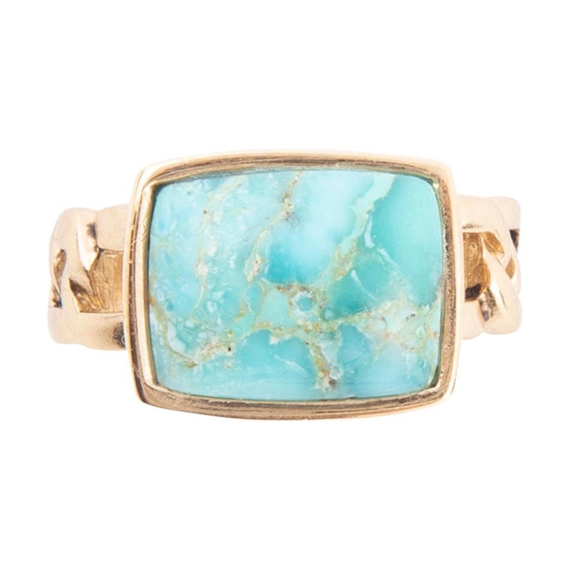 Athena Blue Turquoise Golden Ring - Barse Jewelry