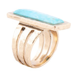 Aztec Blue Turquoise Golden Statement Ring - Barse Jewelry