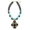 Barcelona Blue Turquoise and Black Onyx Golden Statement Necklace - Barse Jewelry