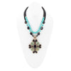 Barcelona Blue Turquoise and Black Onyx Golden Statement Necklace - Barse Jewelry