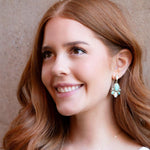 Barcelona Turquoise and Mother of Pearl Post Drop Earrings - Barse Jewelry