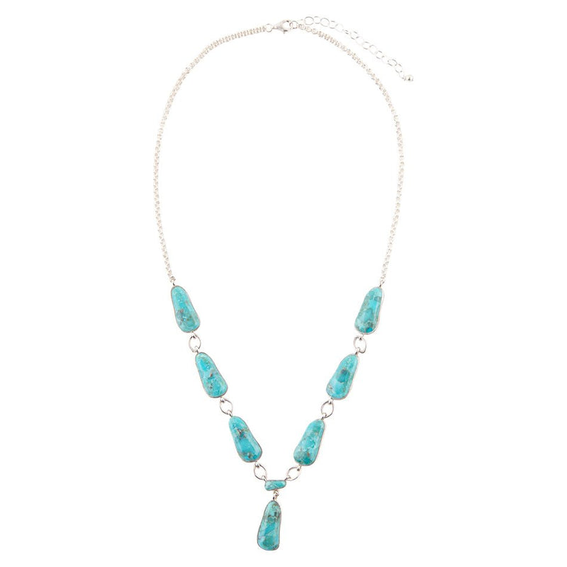 Biwa Blue Turquoise and Sterling Silver Link Necklace - Barse Jewelry