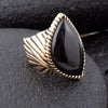 Black Onyx Golden Statement Rings - Barse Jewelry