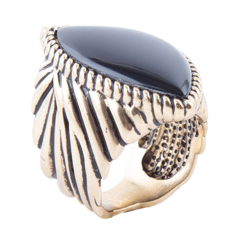 Black Onyx Golden Statement Rings - Barse Jewelry