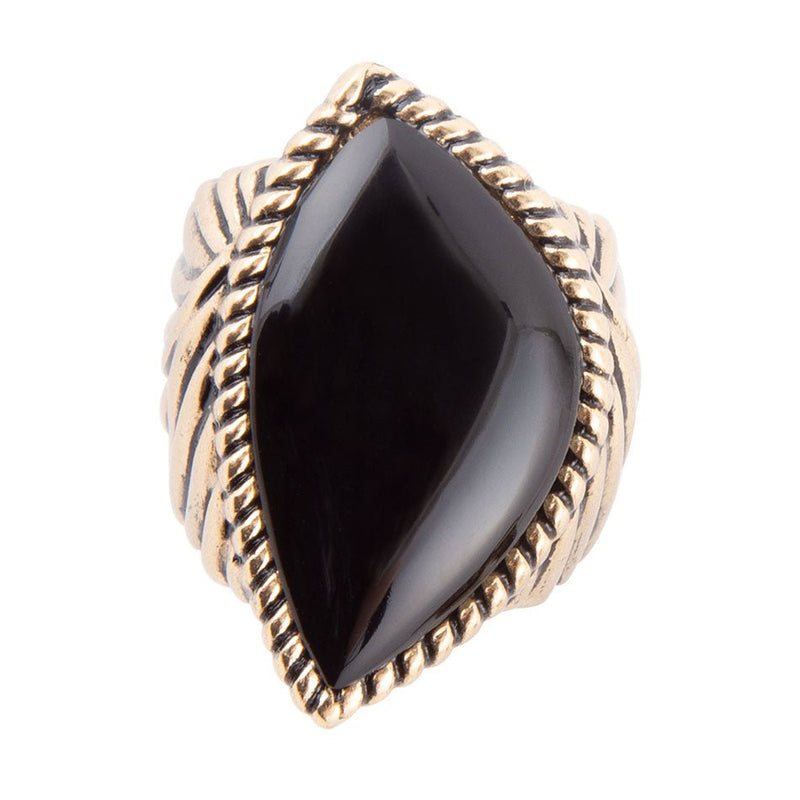 Black Onyx Golden Statement Rings - Barse Jewelry