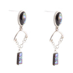 Blue Abalone Drop Chain Sterling Silver Earrings - Barse Jewelry