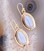 Blue Agate Golden Drop Earrings - Barse Jewelry