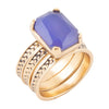 Blue Agate Stackable Golden Ring Set - Barse Jewelry