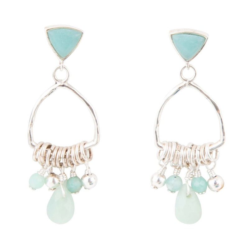 Blue Amazonite and Sterling Silver Chandelier Earrings - Barse Jewelry